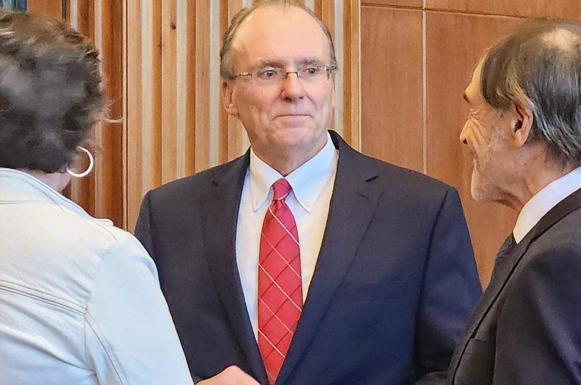 Attorney Bobby Jenkins, center, argued before the North Carolina Supreme Court on Wednesday, Sept. 18, 2024, that the SAFE Child Act’s revival window is constitutional.