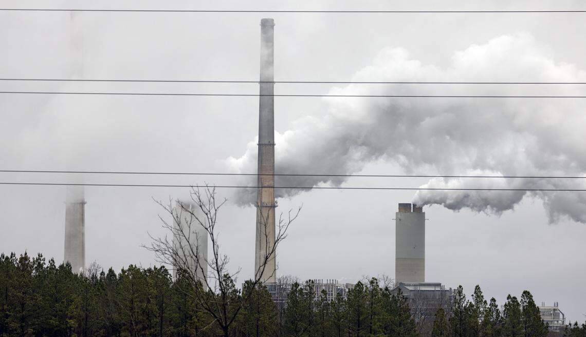 Steam billows from Duke Energy’s Roxboro plant, Thursday, Feb. 26, 2026.