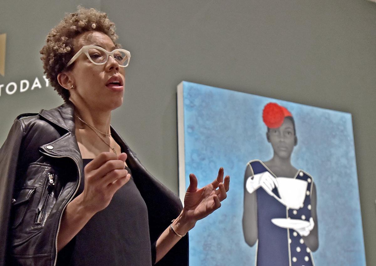 Acclaimed artist and Columbus native Amy Sherald, shown in 2020, has withdrawn her upcoming solo art show from the Smithsonian’s National Portrait Gallery, citing concerns of censorship.