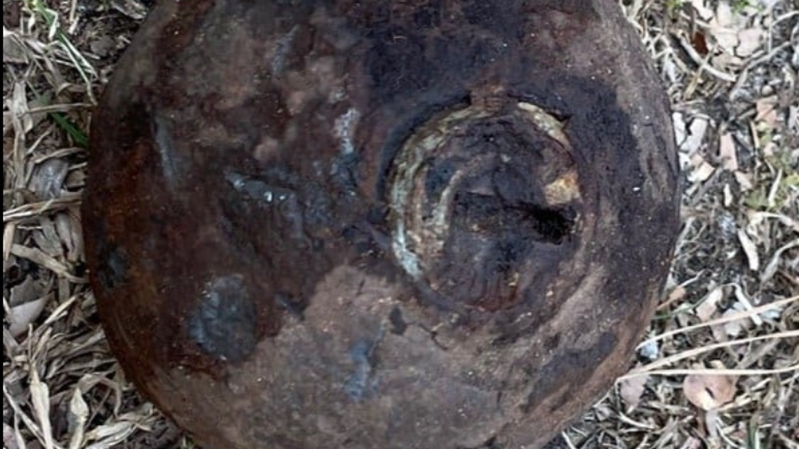 Children with a metal detector dug up a Civil War cannonball in Virginia.