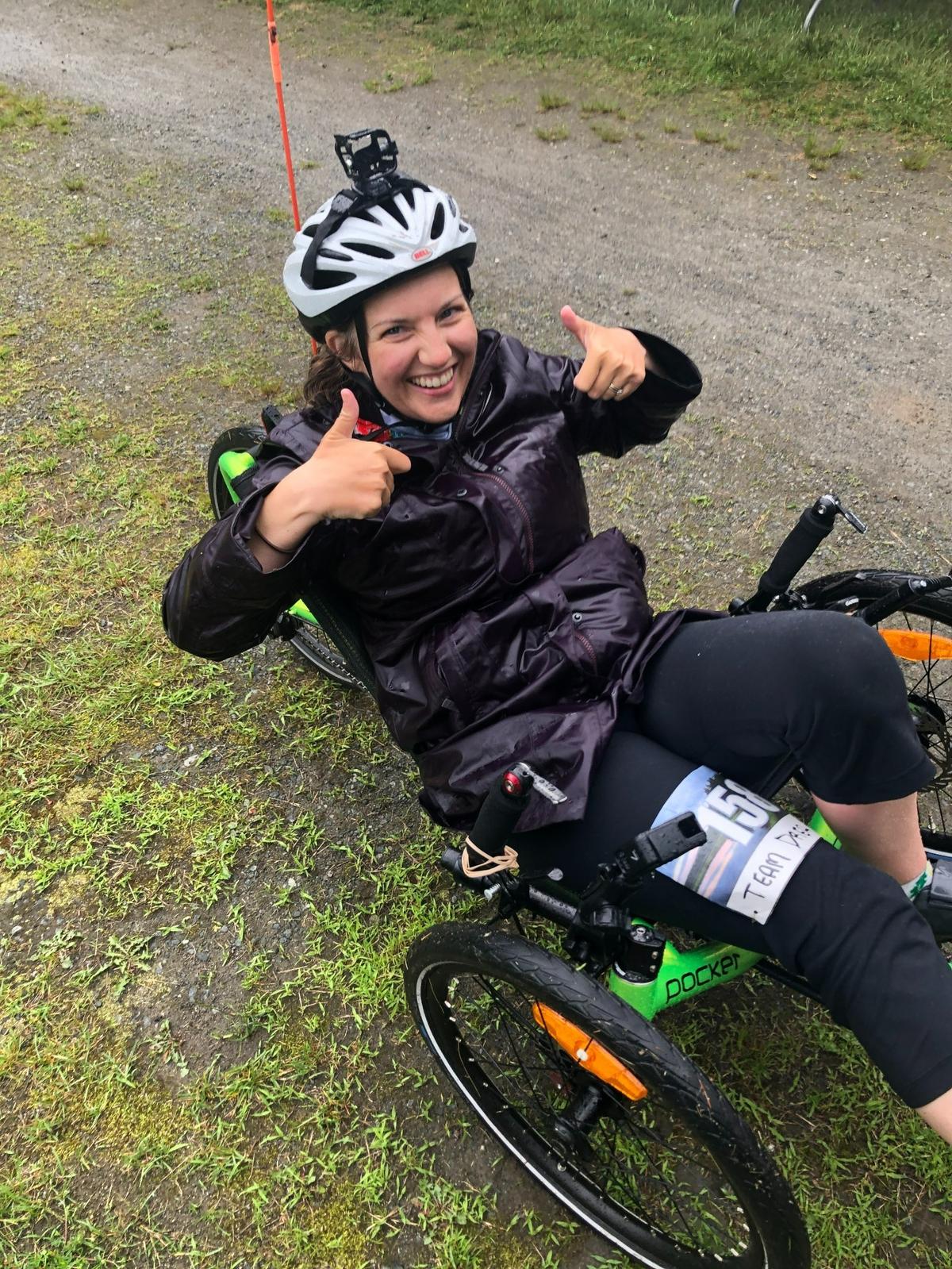 Andrea Peet after finishing a marathon in Springfield, Vermont, in June 2021.