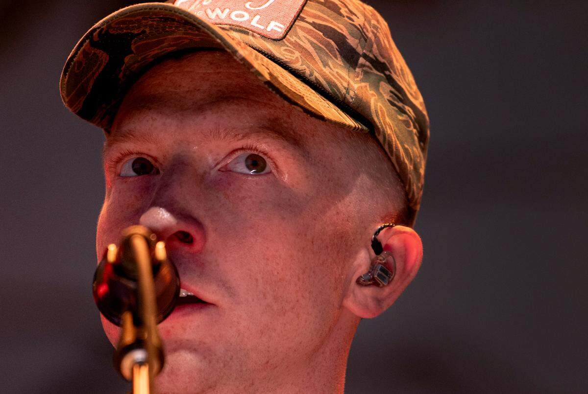 Tyler Childers plays to a sold-out crowd at Raleigh, N.C.’s Red Hat Amphitheater Sunday night, Aug. 13, 2023.