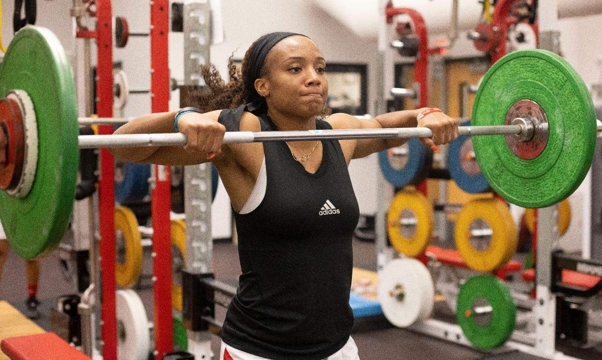 N.C. State basketball player Kai Crutchfield works out in the weight room at Reynolds Coliseum on Monday, October 18, 2021 in Raleigh, N.C.