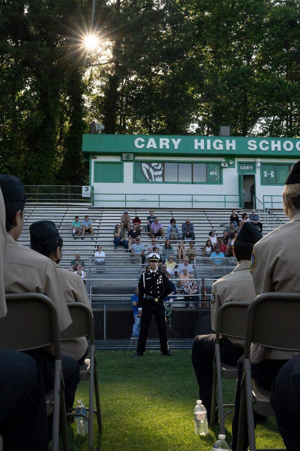 Graduating Executive Officer Woodward Tran at Cary High School’s Naval Junior ROTC Change of Command Ceremony in Cary, N.C. on Tuesday, May 17, 2022. Tran will start school at Virginia Military Institute in July.