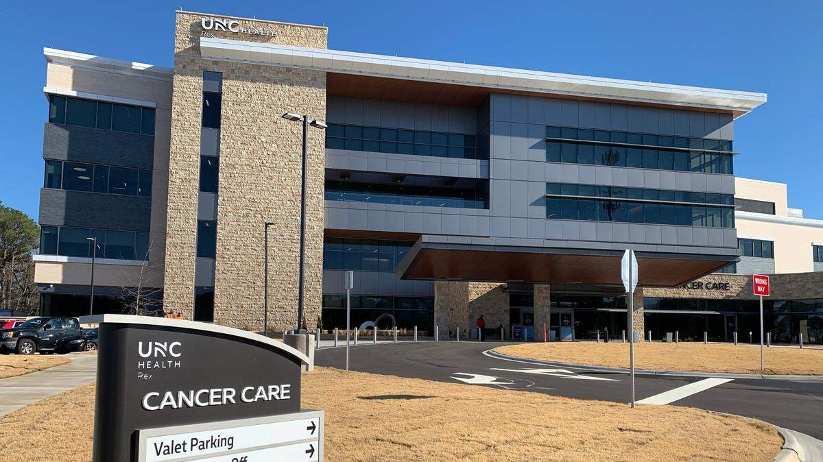 The UNC Rex Cancer Center off Blue Ridge Road in Raleigh sees its first patients on March 1, 2022.