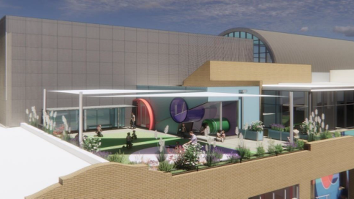 The project will renovate and expand the northwest portion of the Marbles Kids Museum, along South Blount Street. The second floor will also add 2,600 square feet along with a new stairway and rooftop courtyard for outdoor play and events.