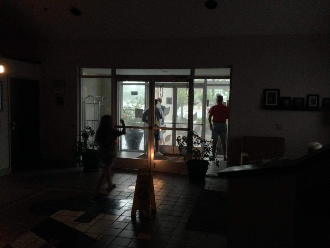 Hotel refugees at the Sleep Inn in Garden City, SC.