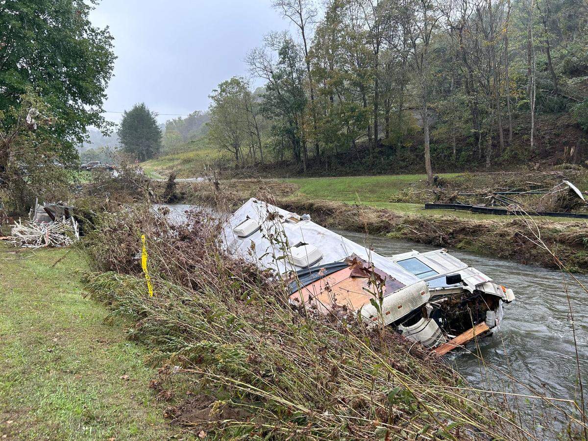 Some of the devastation in Lansing, North Carolina after Helene tore through Western North Carolina in 2024.