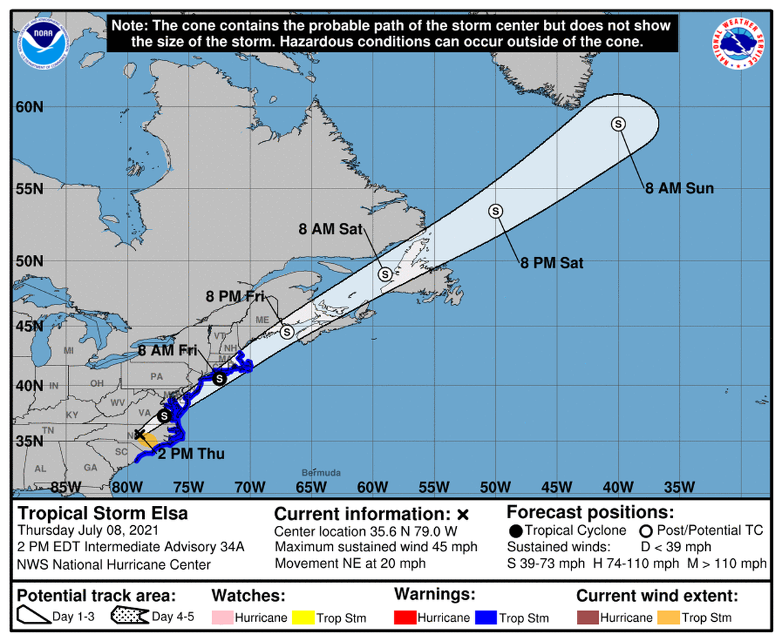 Tropical Storm Elsa could bring wind and heavy rain to central North Carolina, forecasters said.