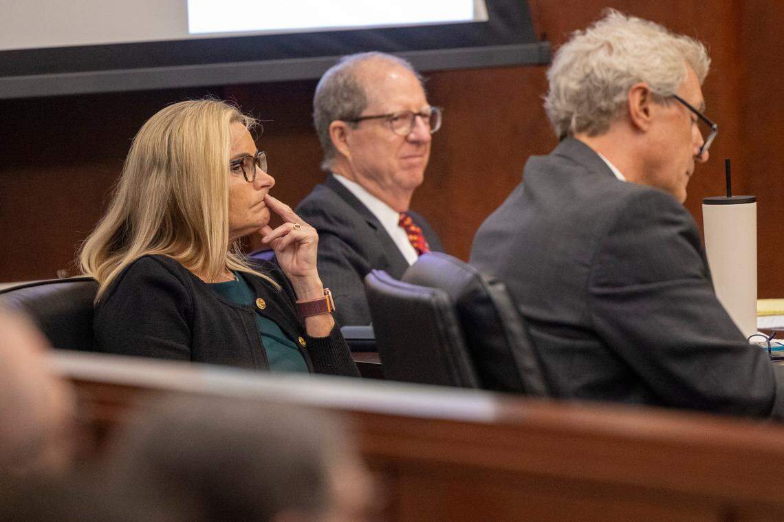 Nancy Errichetti, left, a former head of the Montessori School of Raleigh sits in court during her trial Thursday, July 28, 2022 at the Wake County Justice Center. Errichetti is charged with aiding and abetting taking indecent liberties with a child, a felony. She is also charged with contributing to the delinquency of a minor, a misdemeanor.