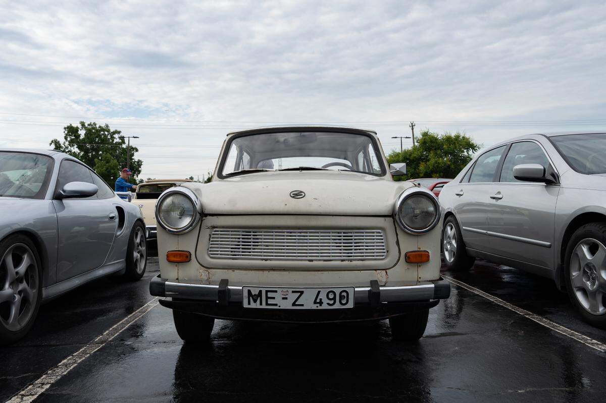 The Trabant, built in the former East Germany 60 years ago, is parked at Cars and Coffee Morrisville on June 7, 2025.
