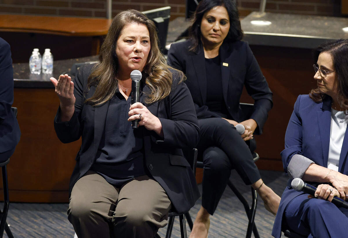Cary Town Council member Carissa Johnson speaks during a news conference Thursday, July 16, 2026. The news conference was to discuss the state auditor’s findings of their investigation into former Cary Town Manager Sean Stegall and Cary's spending practices.