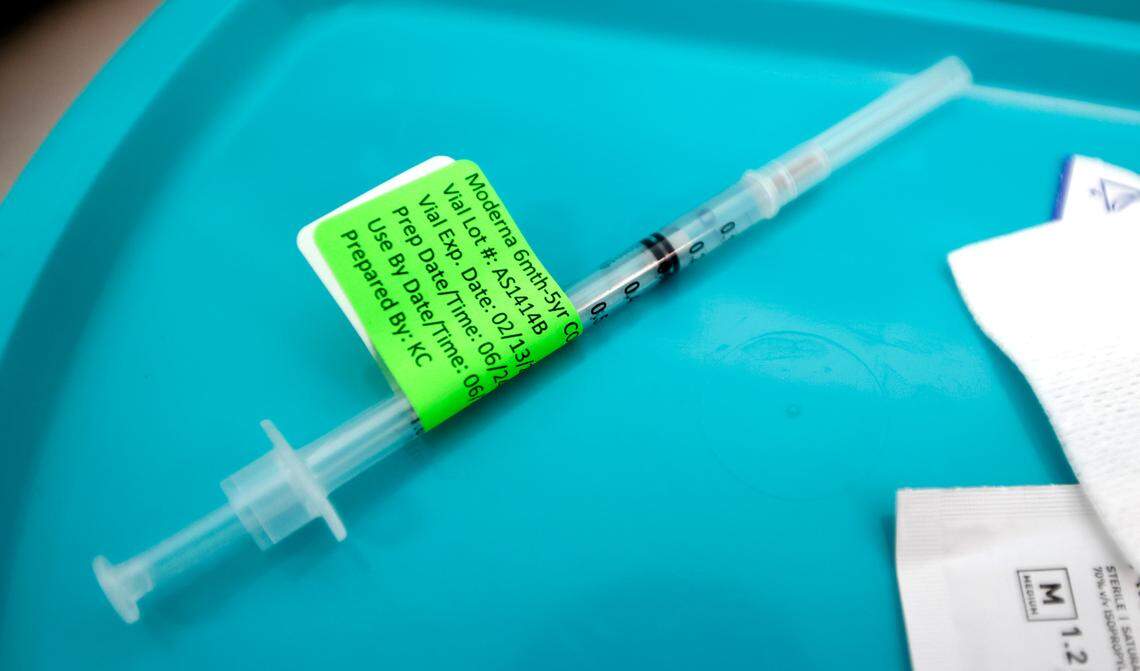 A Moderna COVID-19 vaccine for six month to five years old photographed at the UNC Family Medicine & Pediatrics at Panther Creek in Cary, N.C., Friday, June 24, 2022.