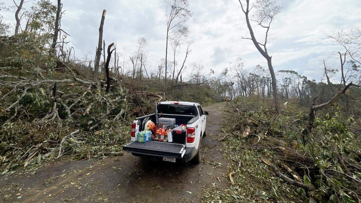 Damage along the Blue Ridge Parkway near milepost 401 south of Asheville.
