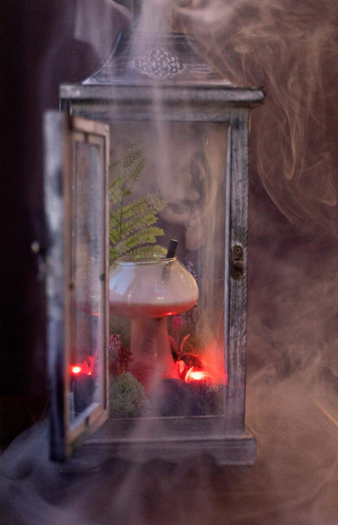 The “We Found Wonderland” cocktail at ORO Restaurant & Lounge in downtown Raleigh is made up of Tanqueray No. 10, Cointreau, blackberry, lemon, vanilla, lavender and almond orgeat.