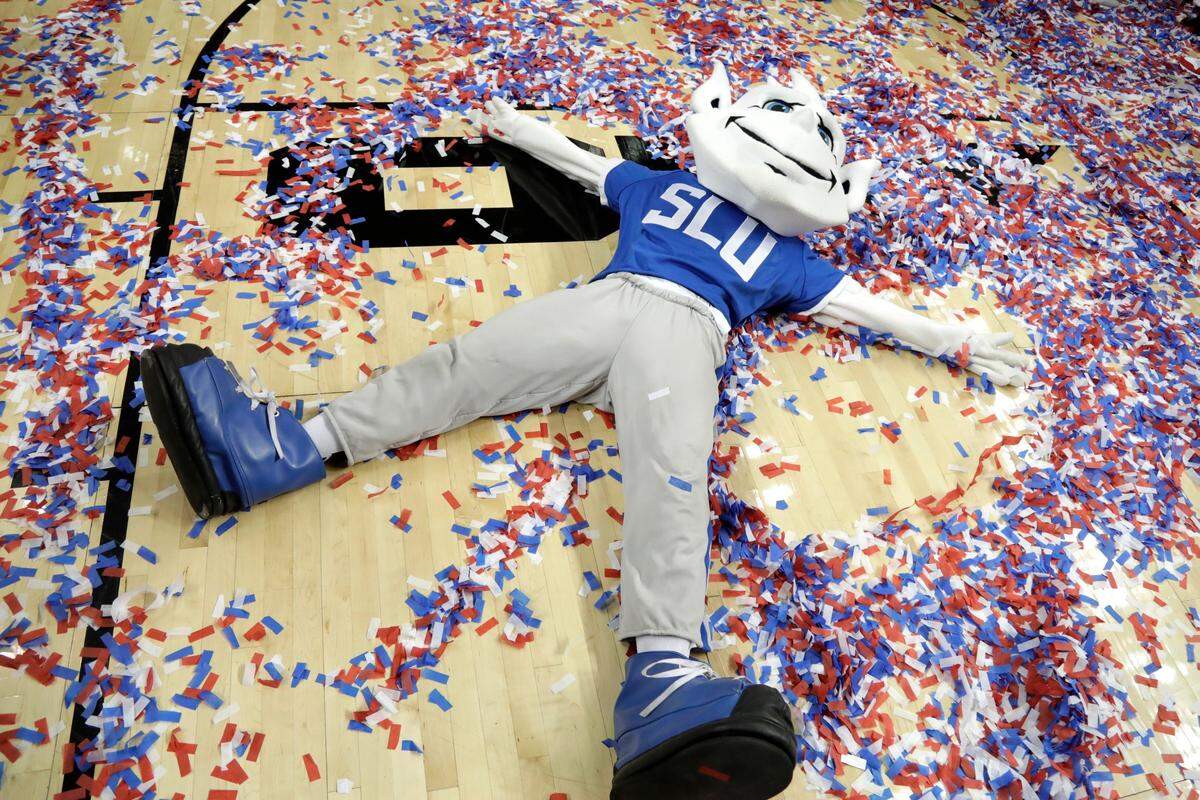 The Saint Louis University mascot, the Billiken. The school says the Billiken is a symbol of good luck on campus .