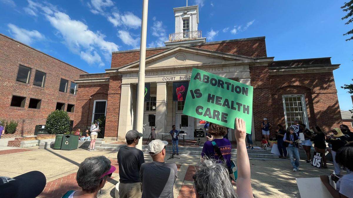 Carrboro Town Council member Barbara Foushee speaks to the crowd at a rally to “protect women’s rights” at Peace and Justice Plaza on Franklin Street in Chapel Hill after the U.S. Supreme Court overturned Roe v. Wade.