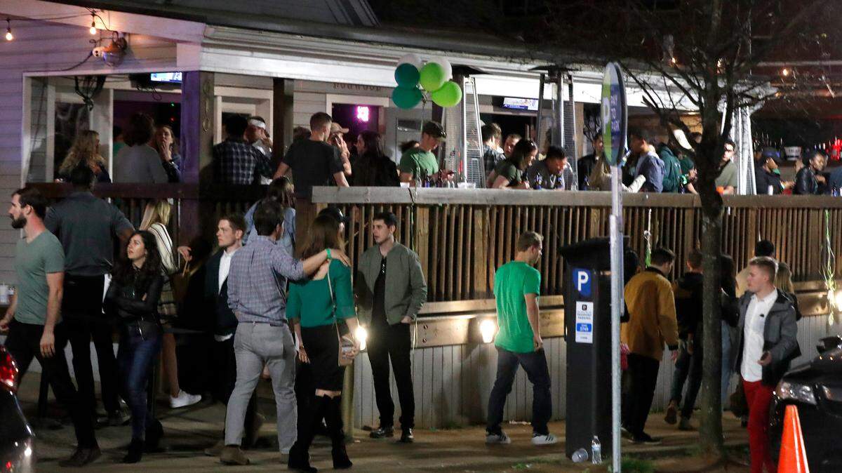 The Glenwood South district of Raleigh, N.C., on a busy Saturday evening,