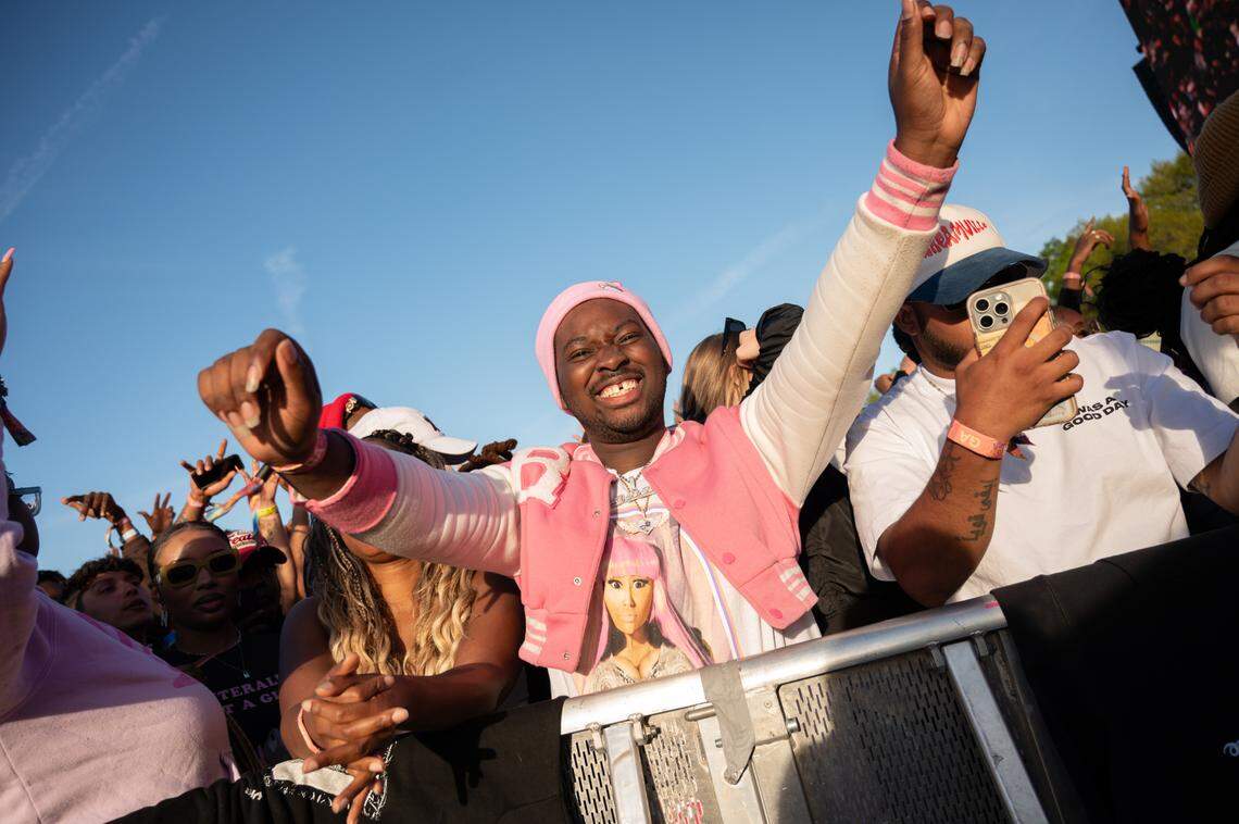 Nicki Minaj fans showed out in pink outfits in anticipation for her performance at the second day of the Dreamville Festival in Raleigh, N.C. on Sunday, April 7, 2024.