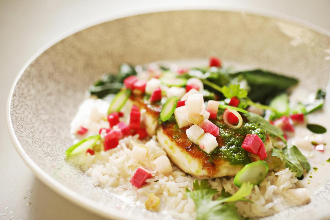 Three desserts are typically on offer at Hawthorne & Wood. The dessert menu currently includes an apple-cinnamon galette with maple creme anglaise.