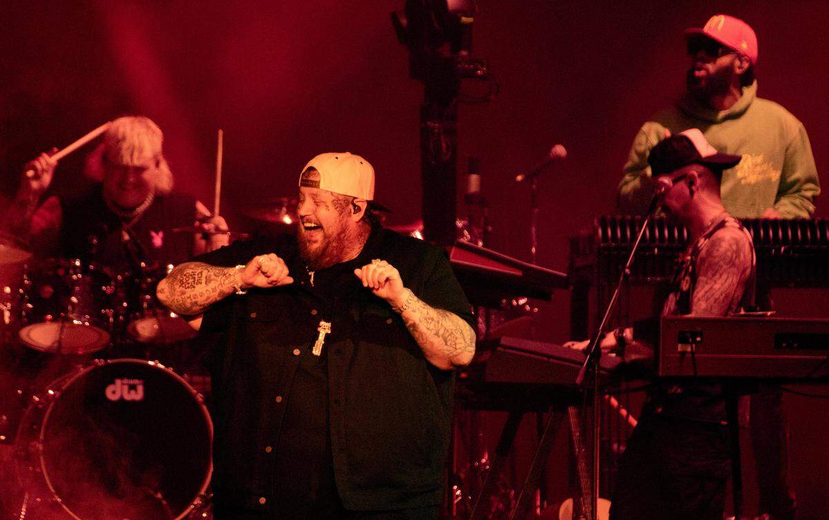 Jelly Roll dances during his “The Beautiful Broken Tour” concert at Raleigh, N.C.’s Lenovo Center, Friday night, Sept. 20, 2024. He returns to Lexington’s Rupp Arena on Nov. 8.