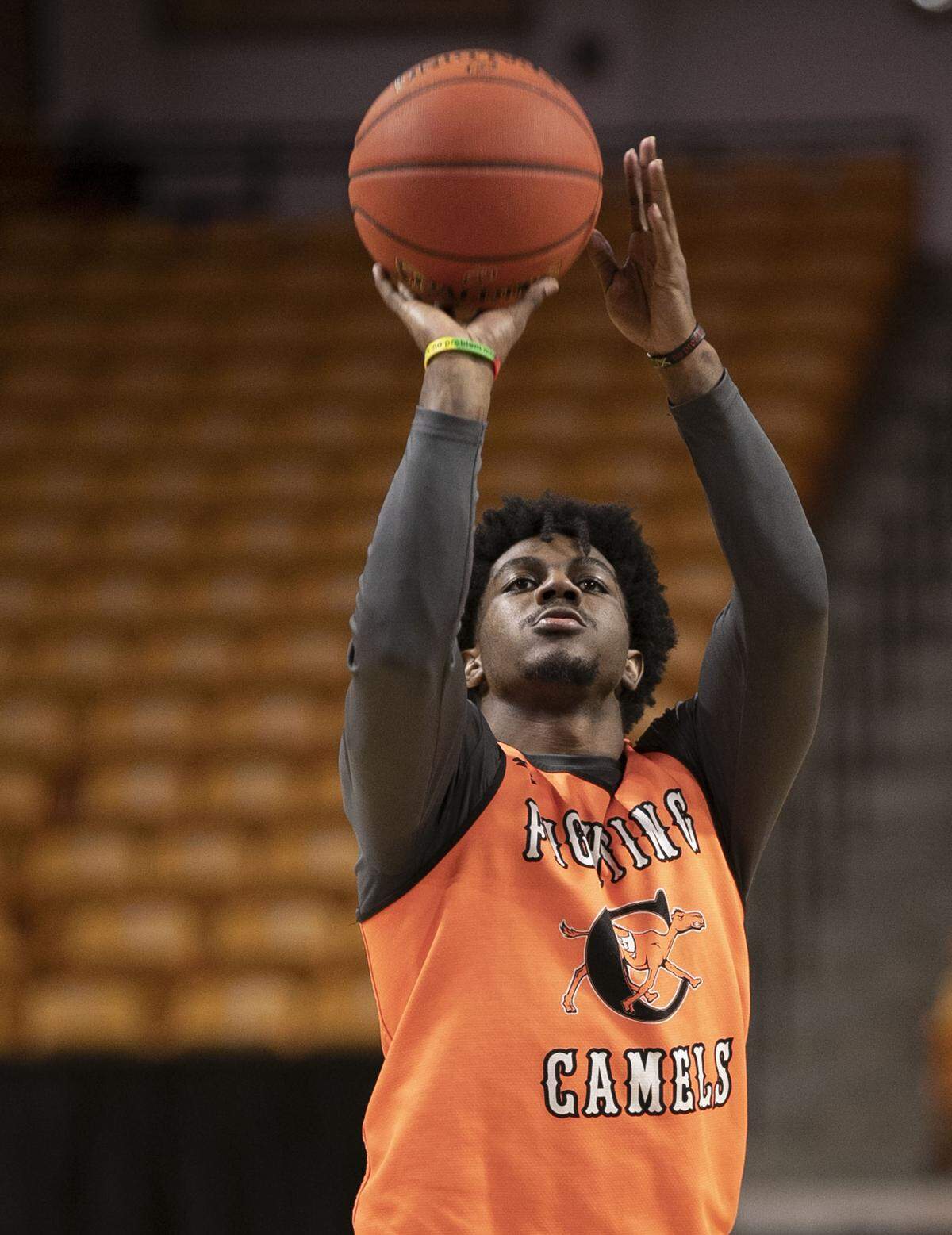 Chris Clemons works on his shooting form during practice on Thursday, February 28, 2019 in Buies Creek, N.C.