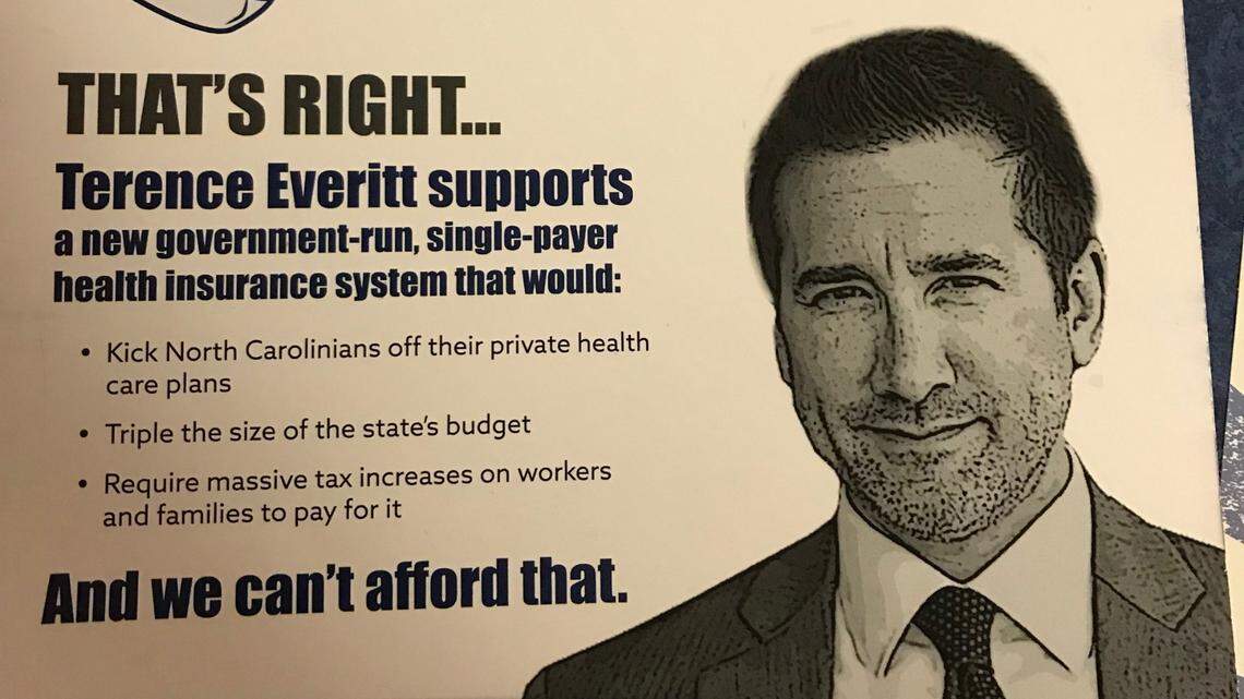 This is an ad the NC GOP mailed out against Democrat Terence Everitt, who’s challenging Republican Rep. Chris Malone.