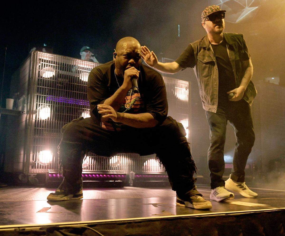 Run the Jewels opens for Rage Against the Machine in concert, Sunday night, July 31, 2022 at Raleigh, N.C.’s PNC Arena.