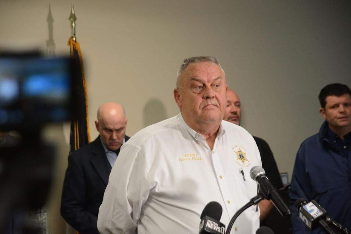 Moore County Sheriff Ronnie Fields takes questions after Moore County’s electricity grid was taken down by high-powered rifle fire in December 2022.