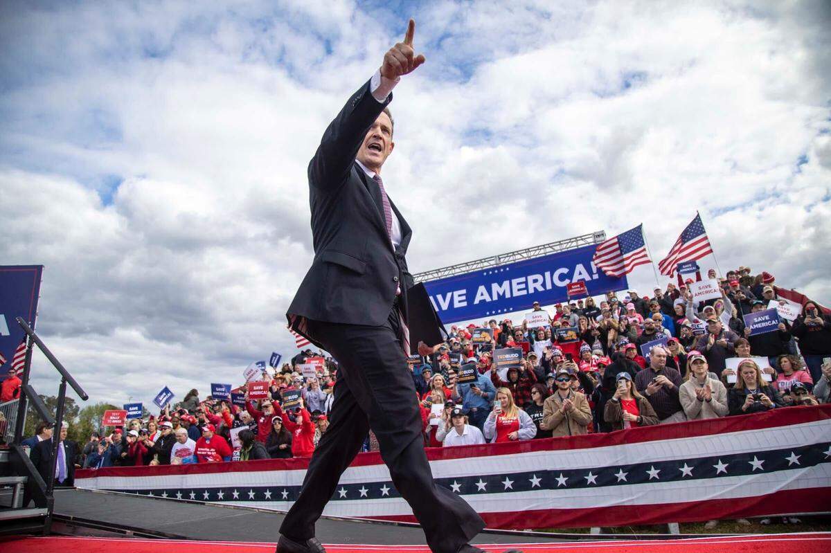 U.S. Rep. Ted Budd attends a Trump rally on April 9, 2022, in Selma, North Carolina.
