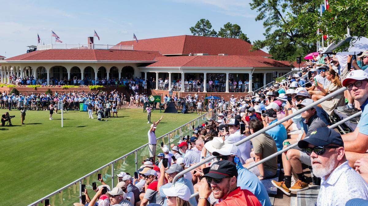 Tiger Woods of Jupiter, Florida, had a large gallery and followers as he makes the turn on the first tee in the morning session during Thursday’s first round for the 124th U.S. Open, June 13, 2024, at Pinehurst Resort & Country Club (Course No. 2) in Pinehurst, North Carolina. (Timothy L. Hale/Open Daily)