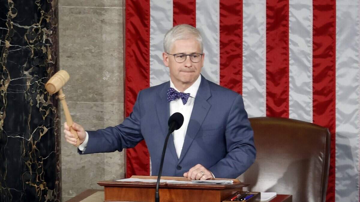Oct 25, 2023; Washington, DC, USA; Speaker Pro Tempore Rep. Patrick McHenry, R-N.C., gavels in the House as lawmakers seek to elect a new speaker in Washington.  Mandatory Credit: Eric Kayne-USA TODAY