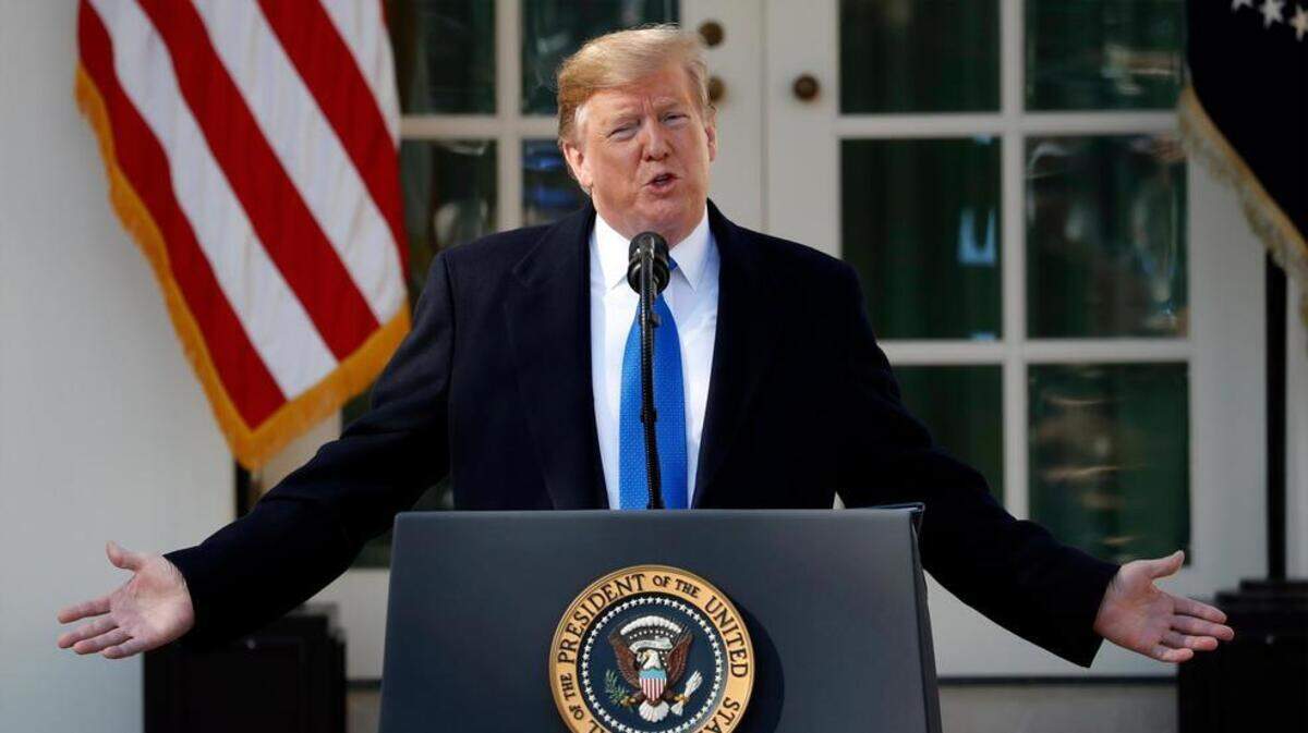 President Donald Trump speaks during an event in the Rose Garden at the White House Friday, Feb. 15, 2019 in Washington. (AP Photo/Pablo Martinez Monsivais)