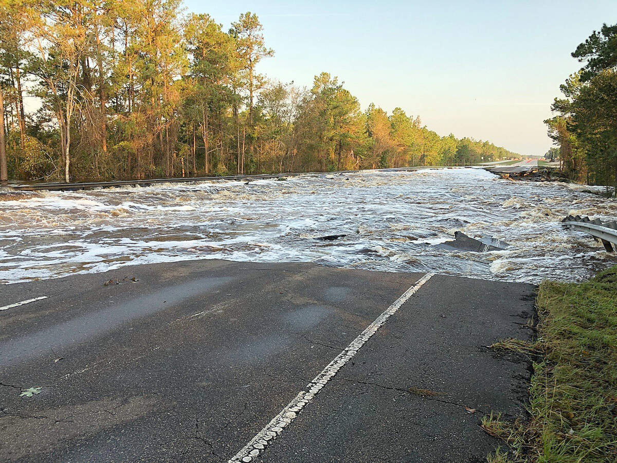 A view of the washout on Middle Sound Loop Road in Wilmington on Sept. 20, 2018.