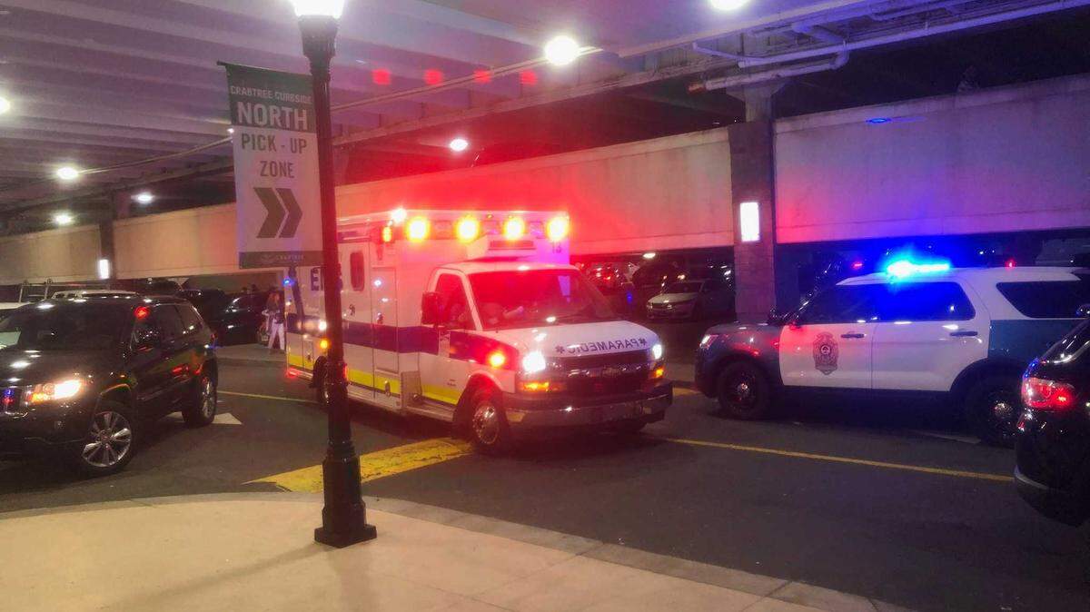 Police and other first responders gather at Raleigh’s Crabtree Valley Mall after reports of several gunshots in the shopping complex.