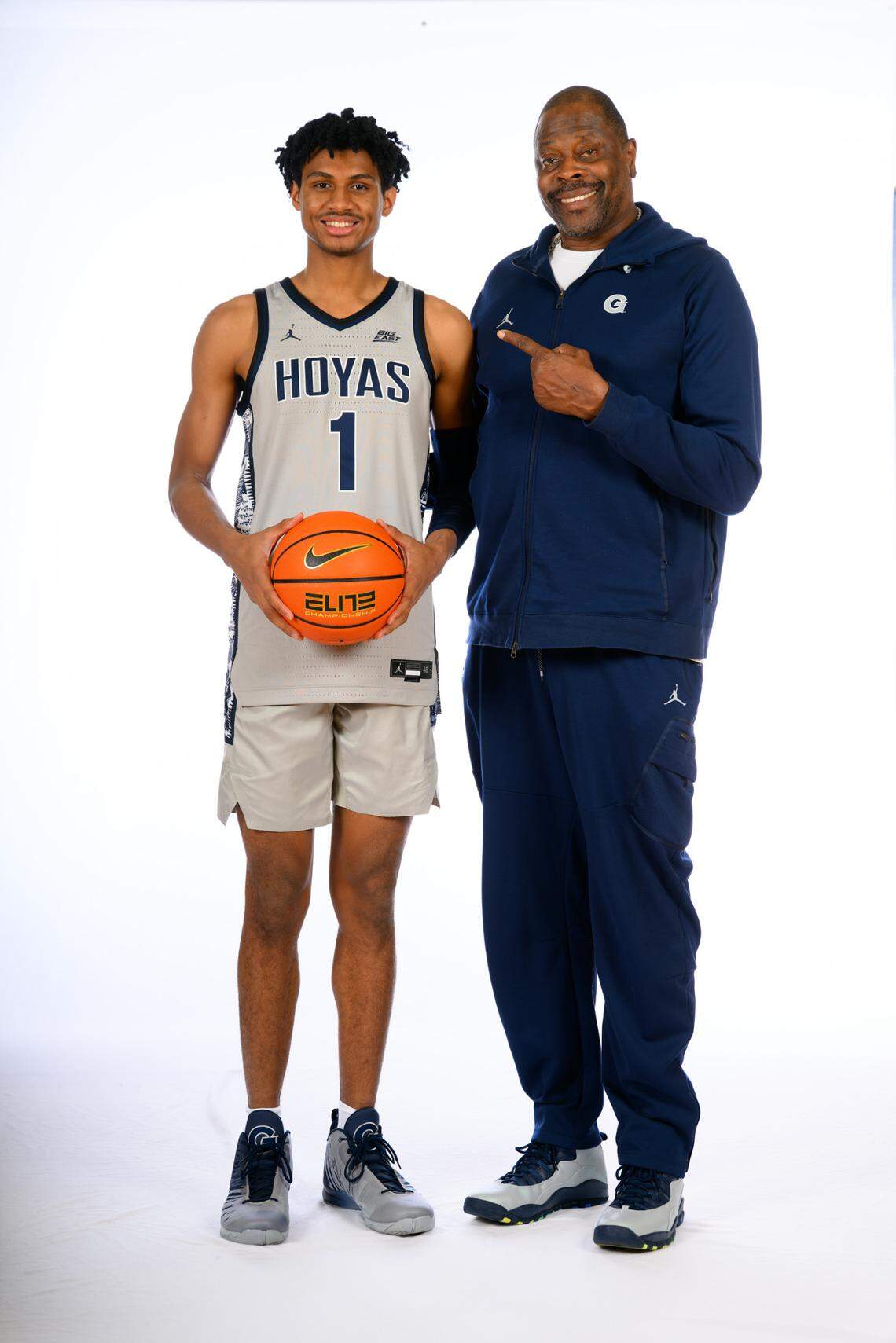 Seaforth High School’s Jarin Stevenson with Georgetown coach Patrick Ewing during an official visit on Sunday, December 4, 2022 in Washington, D.C.