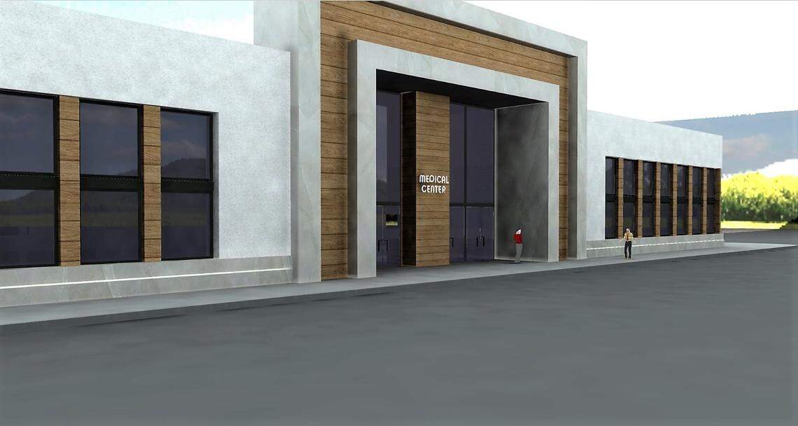 A Cary developer offered this architectural rendering to the town’s Community Design Commission of how a new medical office could be carved out of the Regal Timberlyne movie theater in Chapel Hill.