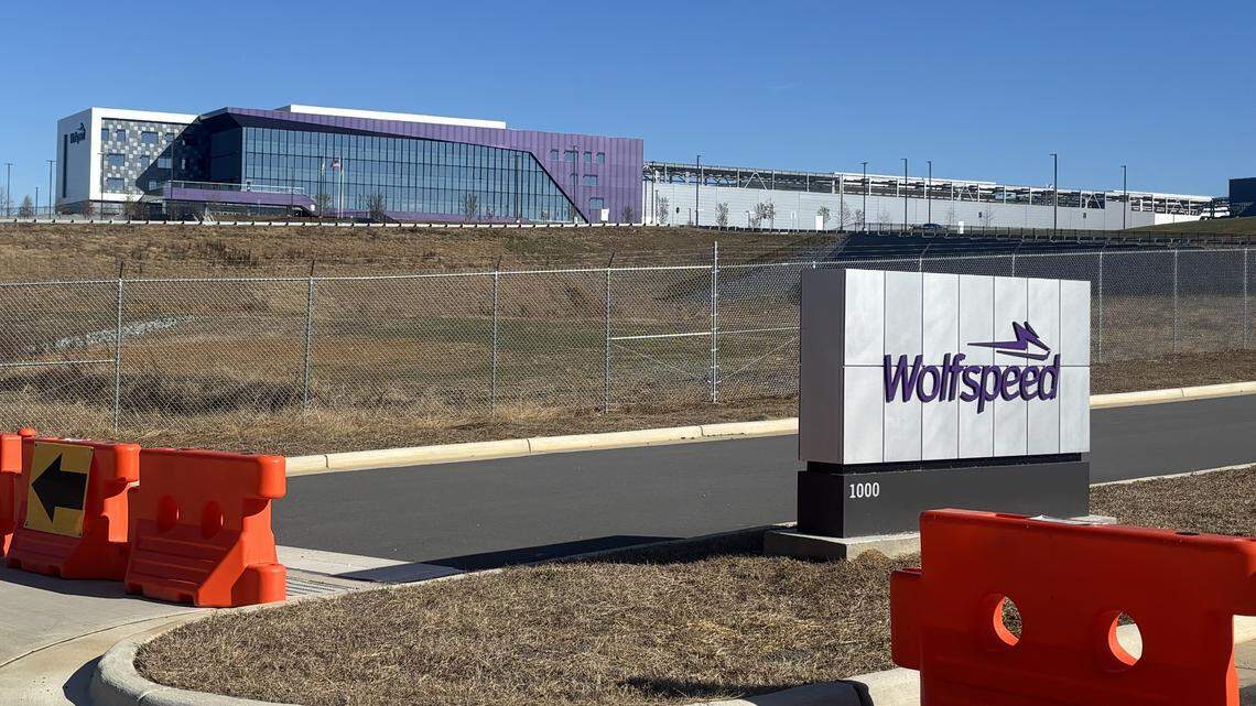 Wolfspeed’s new materials factory near Siler City, North Carolina, in December 2025. The company is currently meeting its demand through other facilities. Wolfspeed’s new materials factory near Siler City, North Carolina, in December 2025. The company is currently meeting its demand through other facilities.