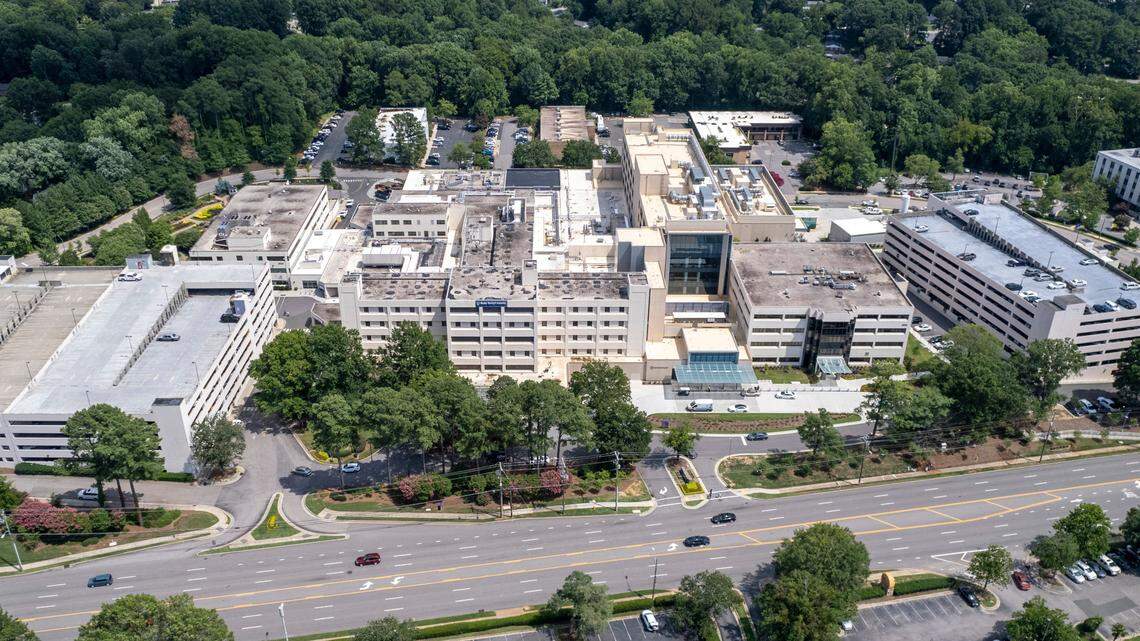An aerial view of Duke Raleigh Hospital Friday, July 22, 2022.