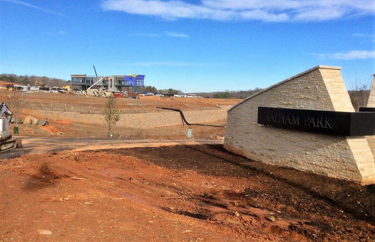 Construction is underway on the first of many buildings that will make up Mosaic at Chatham Park, a mixed-use neighborhood near the North Woods neighborhood off U.S. 15-501 north of Pittsboro.