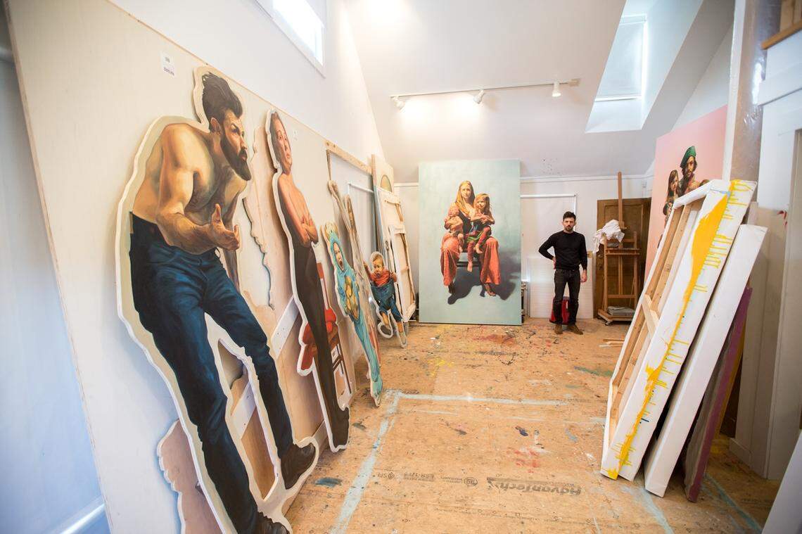 Scott Avett in his studio in 2017. Several pieces of Avett’s work will be included in his upcoming exhibit, “Scott Avett : INVISIBLE” at the North Carolina Museum of Art in Raleigh.