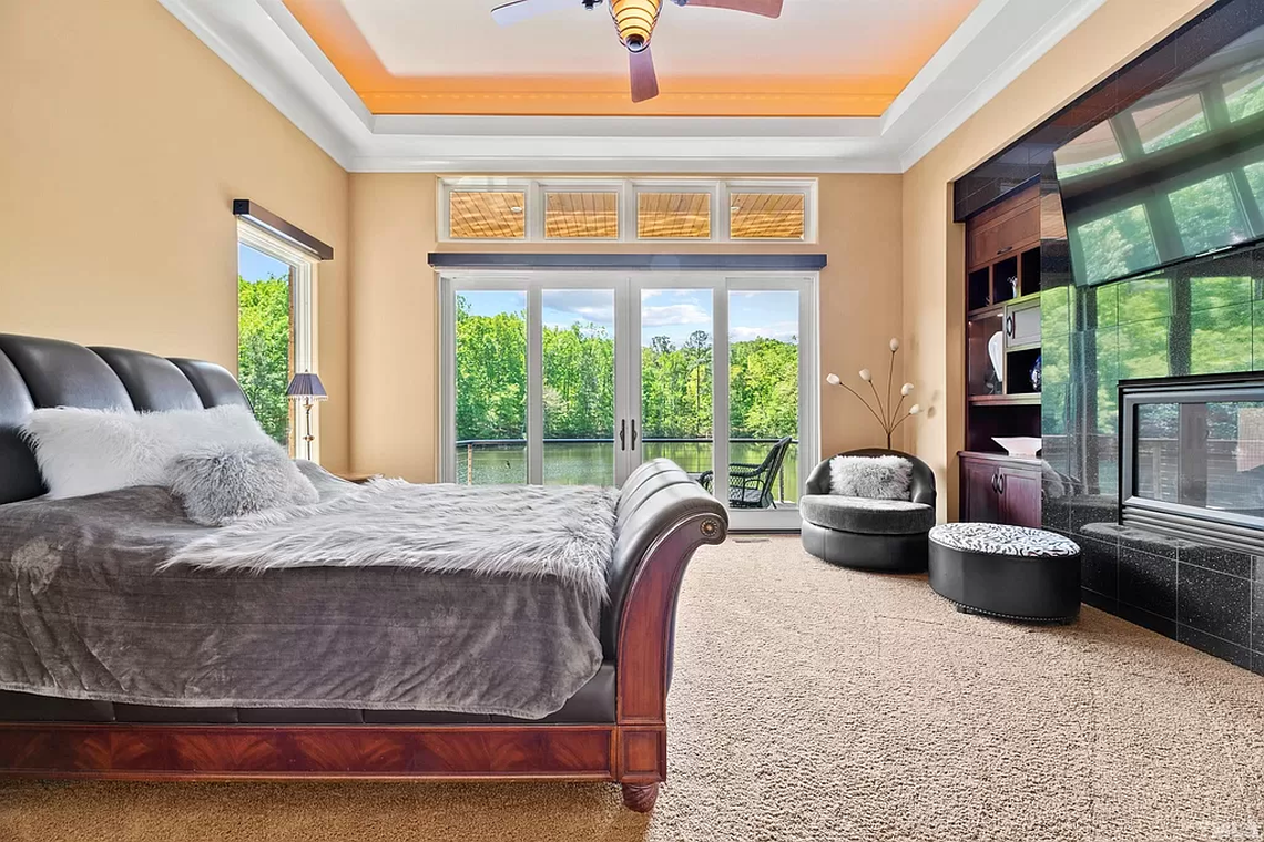 The home has five bedrooms, four full bathrooms and two half-baths.