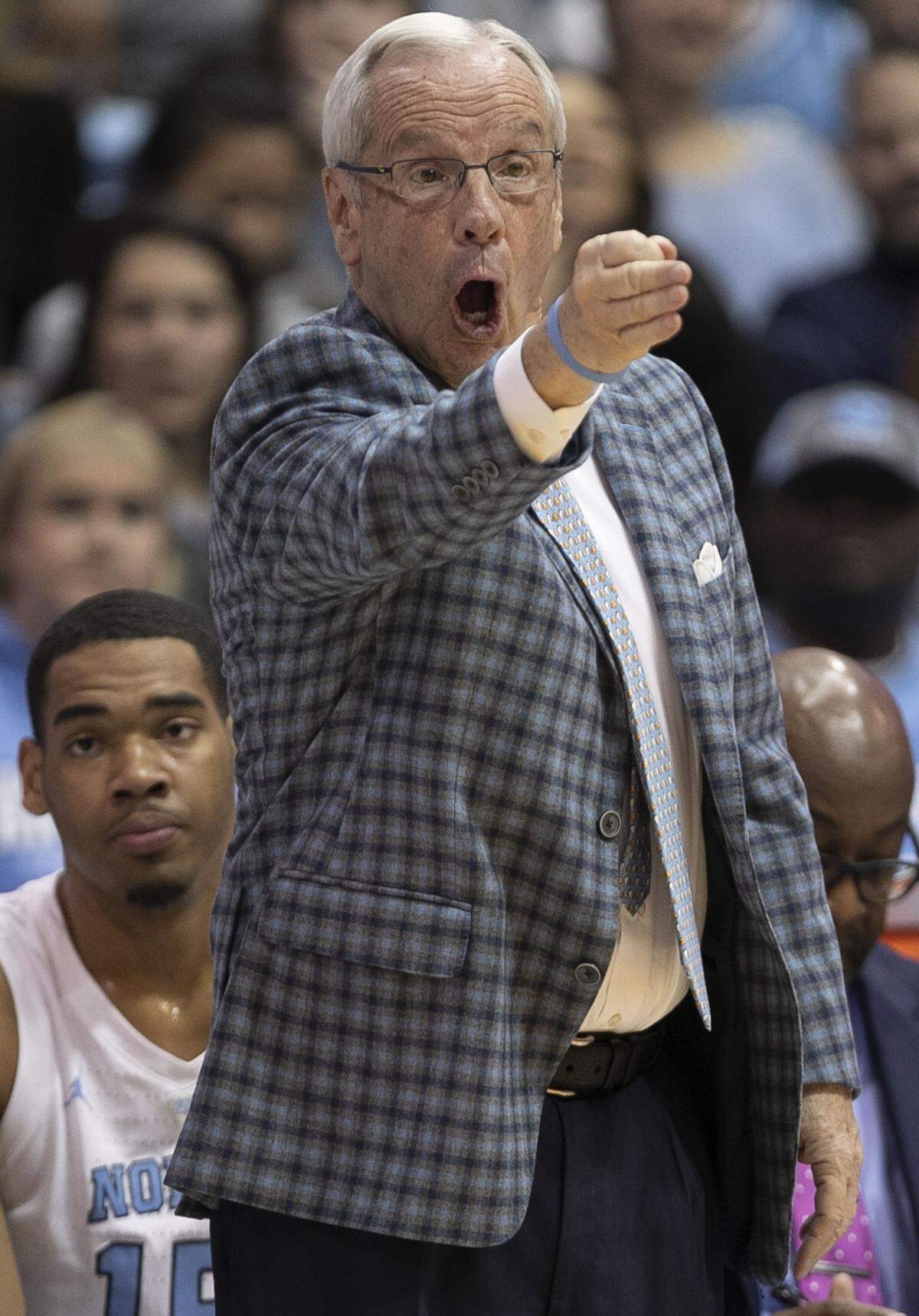 North Carolina coach Roy Williams directs his team during the second half against Syracuse on Tuesday, February 26, 2019 at the Smith Center in Chapel Hill, N.C.