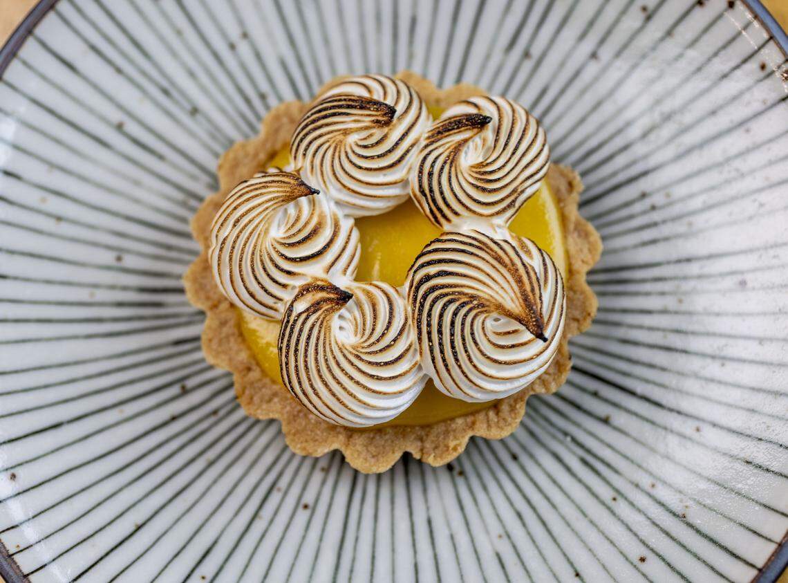 A Meyer lemon tart from Rose’s Noodle, Dumplings & Sweets in Durham, N.C . Photographed on Thursday, February 26, 2026 .