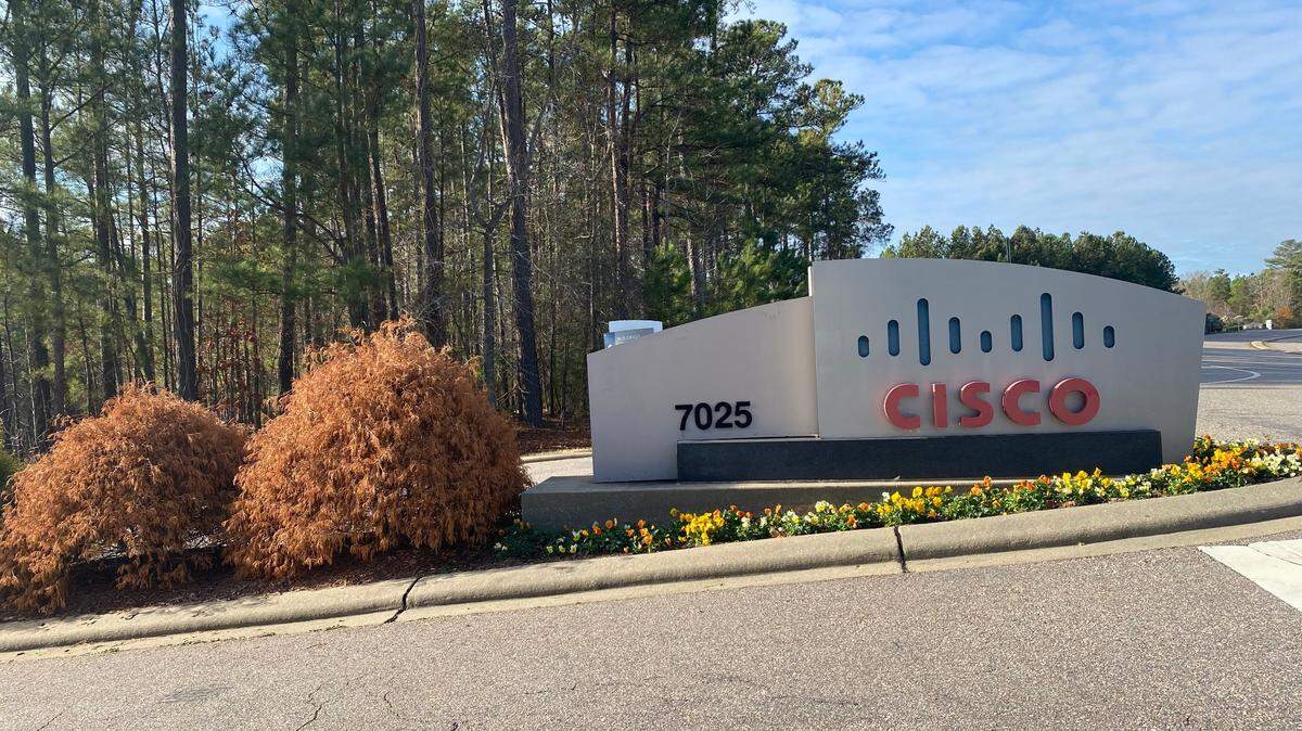 Sign outside Cisco’s RTP campus in Morrisville, NC.