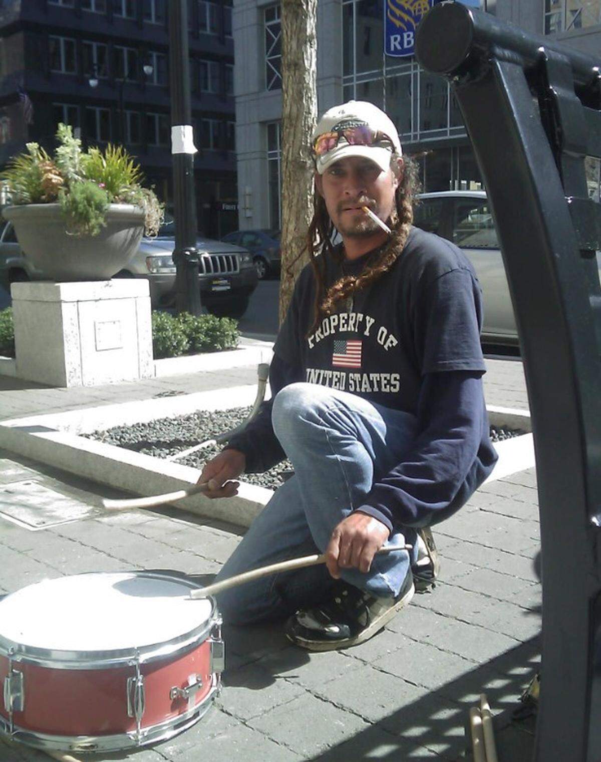 Rob Frohlking in 2010, when Stefan Youngblood discovered him playing a drum outside the Wake County courthouse.