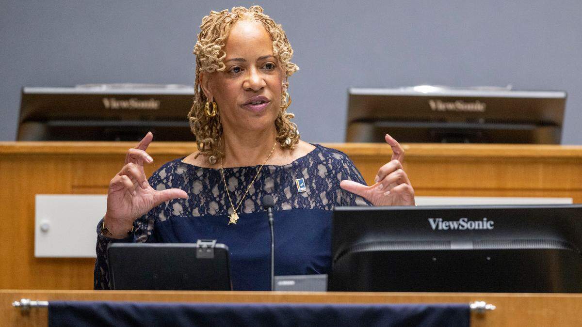 Durham Mayor Elaine O’Neal delivers her ‘State of the City Address’ on Monday, April 18, 2022 at City Hall in Durham, N.C.