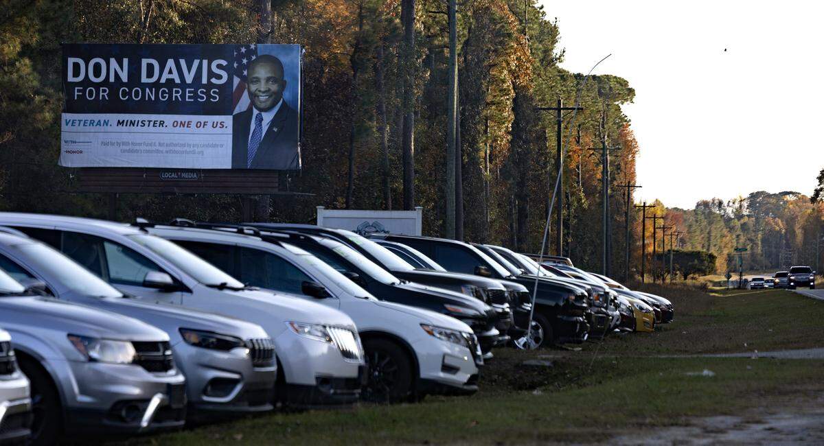 A billboard for U.S. Rep. Don Davis on a roadside in Greene County.