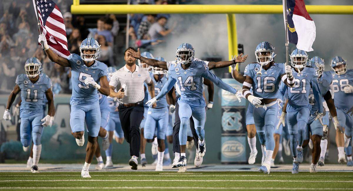 The Tar Heels enter Kenan Stadium for their game against Pitt on Saturday, October 29, 2022 in Chapel Hill, N.C.