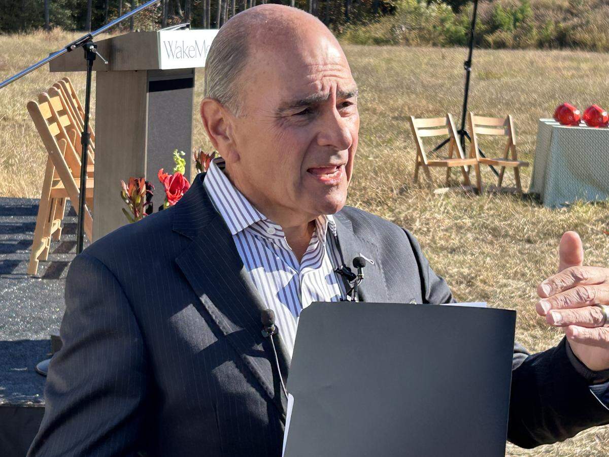 WakeMed CEO Donald Gintzig speaks at the ground-breaking for the new whole health campus in Garner, which includes 150 beds for mental health care.